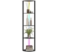 HOMCOM RGB LED Floor Lamp with Shelves, 5-Tier Dimmable Standing Lamp with Adjustable Brightness and Remote Control, Modern Corner Display Shelf Unit for Living Room Bedroom Office, Black