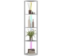 HOMCOM RGB LED Floor Lamp with Shelves, 5-Tier Dimmable Standing Lamp with Adjustable Brightness and Remote Control, Modern Corner Display Shelf Unit for Living Room Bedroom Office, Grey