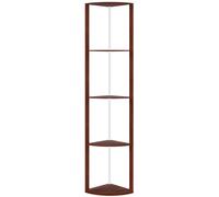 HOMCOM RGB LED Floor Lamp with Shelves, 5-Tier Dimmable Standing Lamp with Adjustable Brightness and Remote Control, Modern Corner Display Shelf Unit for Living Room Bedroom Office, Brown