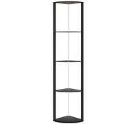 HOMCOM RGB LED Floor Lamp with Shelves, 5-Tier Dimmable Standing Lamp with Adjustable Brightness and Remote Control, Modern Corner Display Shelf Unit for Living Room Bedroom Office, Black