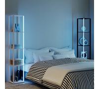 Homcom Rgb Led Floor Lamp With Shelves And Remote Control For Bedroom, Black