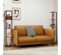 HOMCOM RGB LED Floor Lamp with Shelves and Remote Control for Bedroom, Oak - Brown - Yes - MDF