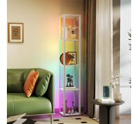 RGB LED Floor Lamp with Shelves and Remote Control for Bedroom, White HOMCOM White One Size