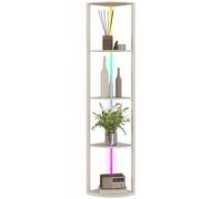 HOMCOM RGB LED Floor Lamp with Shelves, 5-Tier Dimmable Standing Lamp with Adjustable Brightness and Remote Control, Modern Corner Display Shelf Unit for Living Room Bedroom Office, Black