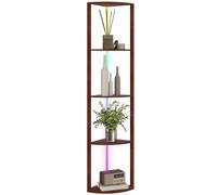 Homcom Rgb Led Floor Lamp With Shelves And Remote Control For Living Room In Brown Brown