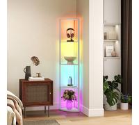 HomCom RGB LED Floor Lamp with Shelves – Remote Control, Dimmable, 5-Tier for Living Room – Grey
