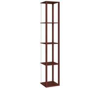 HOMCOM RGB LED Floor Lamp with Shelves, Modern Dimmable Standing Lamp with Remote Control, Adjustable Brightness & Speed for Living Room, Bedroom, Office, Brown