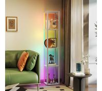 HOMCOM RGB LED Floor Lamp with Shelves & Remote Control for Bedroom in Grey HOMCOM Grey