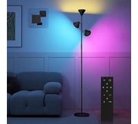 HOMCOM RGB Tree Floor Lamp, Tall Dimmable Standing Lamp with Remote & Touch Control, 3 Rotatable Head, 4150 lm for Living Room Bedroom Gaming, 2700K-6000K Colour Temperatures, Black