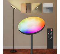 HOMCOM RGB Uplighter Floor Lamp, Tall Dimmable Standing Lamp with Remote & Touch Control, 350° Rotatable Head for Living Room Bedroom, 2700K-6000K Colour Temperatures, Black