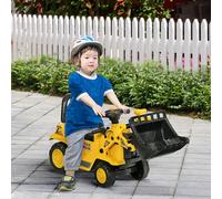HOMCOM NO POWER 3 in 1 Ride On Toy Bulldozer Toddler Digger Excavator Scooter Storage Cart Toilet Pretend Play Construction Truck