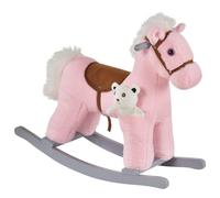 Jouet Kids Plush Ride-On Rocking Horse with Animal Sounds - Pink, Pink