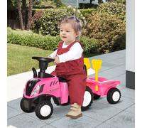 HOMCOM Ride On Tractor Toddler Foot To Floor Slider w/ Horn Storage for 12-36 Months in Pink HOMCOM Pink