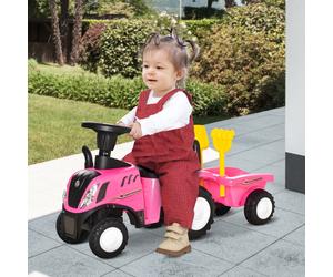 HOMCOM Ride On Tractor Toddler Walker Foot To Floor Slider 12-36 Months Pink