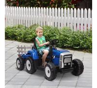 HOMCOM Ride On Tractor With Detachable Trailer- Blue, Blue