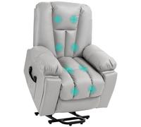 HOMCOM Leathaire Eight Massage Point Armchair with Heat and Reclining Back, none