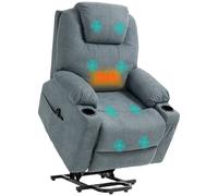 HOMCOM Riser & Recliner Chair with Vibration Massage Heat Quick Assembly in Dark Grey HOMCOM Dark Grey