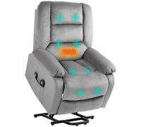 HOMCOM Riser and Recliner Chair Lift Chair with Vibration Massage, Heat, Grey