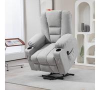 HOMCOM Riser And Recliner Chair w/ Remote, Light Grey, Grey