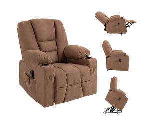 HOMCOM Riser And Recliner Chair W/ Remote - Lift Chair For Elderly - Light Grey - Brown | TJ Hughes