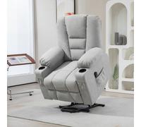 HOMCOM Riser And Recliner Chair w/ Remote, Light Grey, Grey