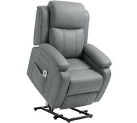 HOMCOM Riser and Recliner Chair with Massage, PU Leather Power Electric Lift Chair for Elderly with High Back, Grey