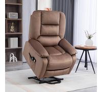HOMCOM Riser And Recliner Chair Lift Chair w/ Vibration Massage, Heat, Brown, Brown
