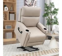Homcom Riser And Recliner Chair With Vibration Massage Heat Cup Holder In Beige Beige One Size