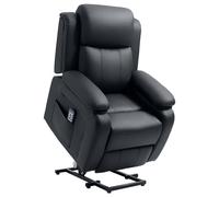HOMCOM Riser and Recliner Chair with Vibration Massage, PU Leather Power Lift Chair for Elderly, Black