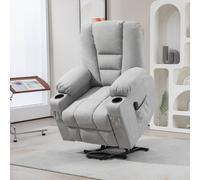 HOMCOM Riser And Recliner Chair w/ Remote, Light Grey, Grey
