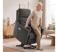 HOMCOM Riser Recliner Chair with Massage and Heat, Teddy Fleece Electric Power Lift Recliner for Elderly, Dark Grey