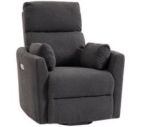 HOMCOM Riser Recliner Chair with Massage and Heat, Teddy Fleece Electric Power Lift Recliner for Elderly, Dark Grey