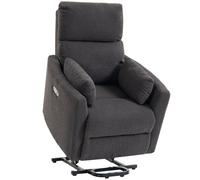 HOMCOM Riser Recliner Chair with Massage and Heat, Teddy Fleece Electric Power Lift Recliner for Elderly, Dark Grey