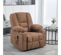 HOMCOM Oversized Riser and Recliner Chairs for the Elderly, Fabric Upholstered Lift Chair for Living Room with Remote Control, Side Pockets, Cup Holder, Brown