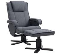 Rocker Swivel Recliner Chair with Footstool, Linen Upholstered HOMCOM Charcoal Armchair