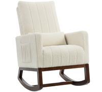 Portland Cream White Snow Flannel Rocking Chair with Lumbar Pillow - Size: Single - Wilko