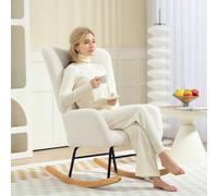 Homcom Rocking Chair, Modern Armchair With Backrest For Bedroom, Cream White