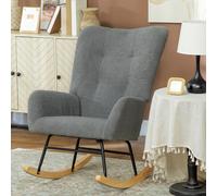 HOMCOM Rocking Chair, Modern Armchair with Backrest for Bedroom, Grey HOMCOM Grey