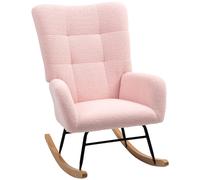 HOMCOM Teddy Fleece Rocking Armchair - Light Pink, Pink