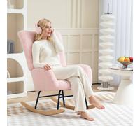 HOMCOM Rocking Chair, Modern Armchair w/ Backrest for Bedroom, Light Pink, Pink