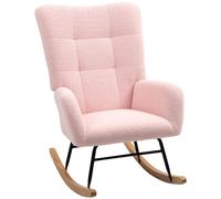 HOMCOM Rocking Chair, Modern Armchair with Backrest for Bedroom, Light Pink