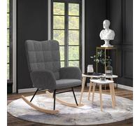 Homcom Rocking Chair & Nesting Coffee Tables Set 3Pc Upholstered White Grey
