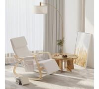 HomCom Modern Rocking Lounge Recliner Chair with Adjustable Footrest – Cream