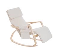 HOMCOM Rocking Lounge Chair Recliner Relaxation Lounging Relaxing Seat With Adjustable Footrest Side Pocket and Pillow - Cream White, Cream