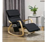 HOMCOM Rocking Chair Recliner Armchair with Adjustable Footrest, Black, Black