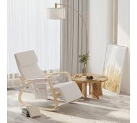 HomCom Modern Rocking Lounge Recliner Chair with Adjustable Footrest – Cream