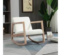 Homcom Rocking Chair Upholstered Armchair Wooden Accent Chair Cream Cream One Size