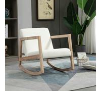 HOMCOM Upholstered Rocking Chair and Wood Base - Cream White, none