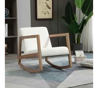 HOMCOM Upholstered Rocking Chair and Wood Base - Cream White, none