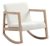 HOMCOM Rocking Chair, Upholstered Sofa Armchair with Cushion and Wood Base for Living Room and Bedroom, Cream White